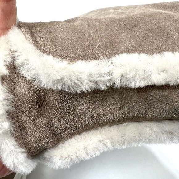 Joyks Suede Real Fur Lined Taupe Ankle Booties - Picture 10 of 12